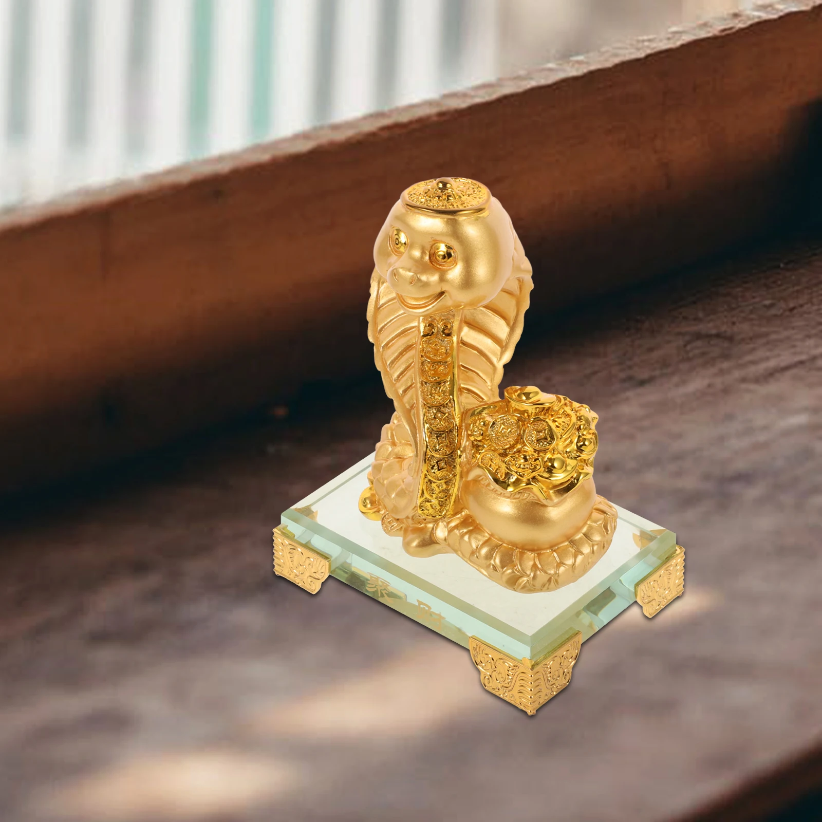 

Crystal Snake Decor Alloy Zodiac Statue Desk Ornament Indoor Art Family Piece Tabletop Display