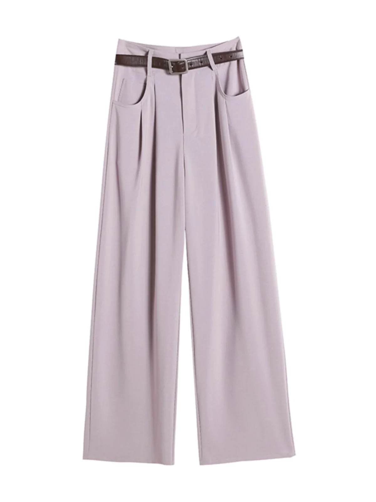 スリムワイドレッグスーツパンツ女性用薄い春夏ハイウエスト通勤に優しいストレートカットフロアレングストレンディパンツ