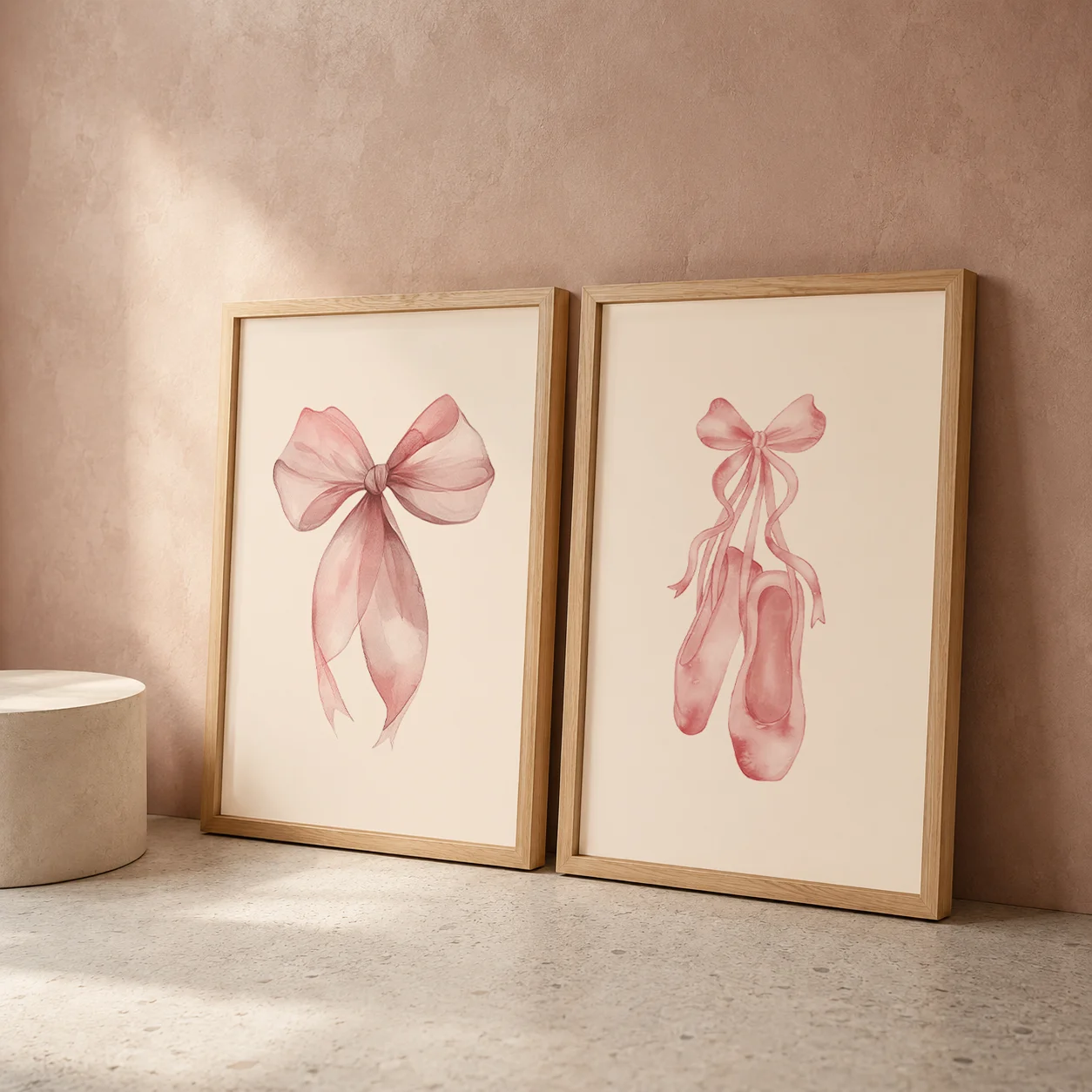 Nursery Wall Art, Nordic Cute Pink Ballet Girl Canvas Painting | Baby Poster for Toddler Kids Room Wall Decor