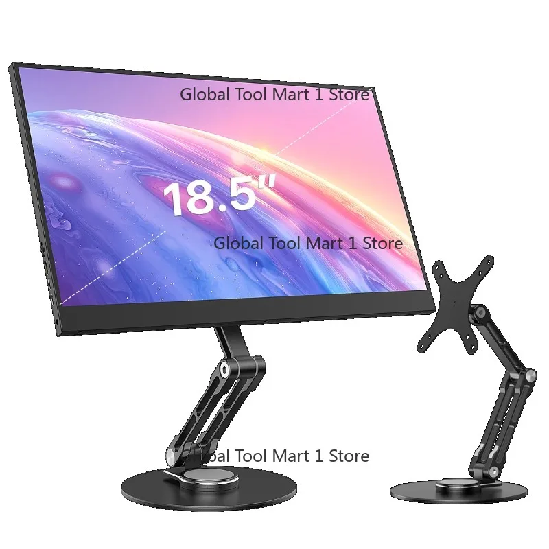 

75mm VESA Mo-nitor Desk Mount Single Mon-itor Stands Freestanding fits 10'' to 18.5'' Computer Screen With Height Adjustabl