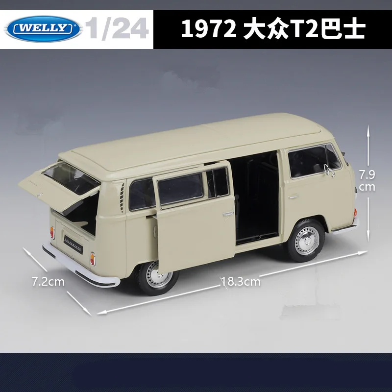 Welly 1:24 1973 Volkswagen T2 BUS Lega di Città BUS Modello Diecast In Metallo Viaggio Bus Auto Veicoli Modello di Simulazione Giocattolo Per Bambini Regalo