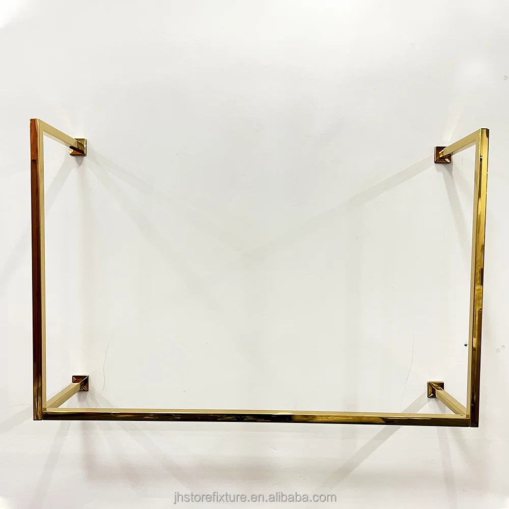 Stainless Steel Factory Price Gold Clothing Display Rack for Wall Mount Cloth Rack Hangers for Clothing Store