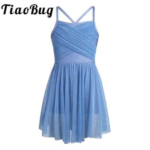 Vestido de baile de Ballet para niñas, tutú de Ballet de malla de tul brillante, Ropa de baile, leotardo de gimnasia, trajes de fiesta de danza moderna lírica