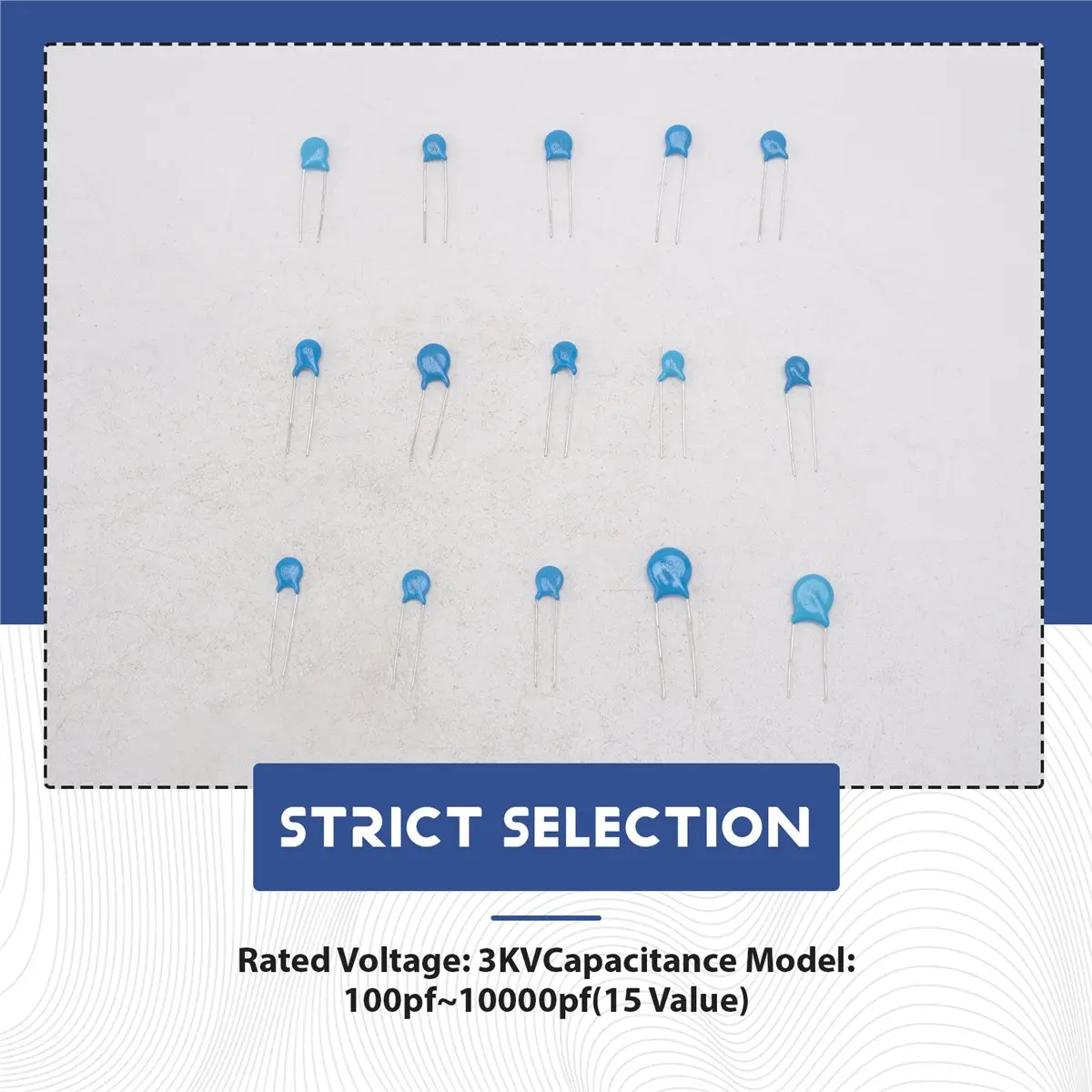 AT42 180Pcs 15 Values High Voltage Dip Ceramic Capacitor Assortment Kit Range 100PF-10000PF 3KV