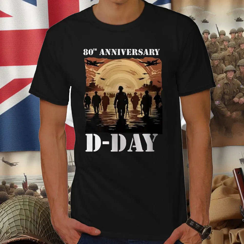 D-Day 80th Anniversary T-Shirt Veteran Gift Normandy Landing Cotton Tee Hoodie Gift Sweatshirt for D-Day 1944 Normandy Shirt