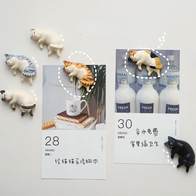 Cute little animal cat decorative stickers 3d refrigerator magnets cartoon magnets