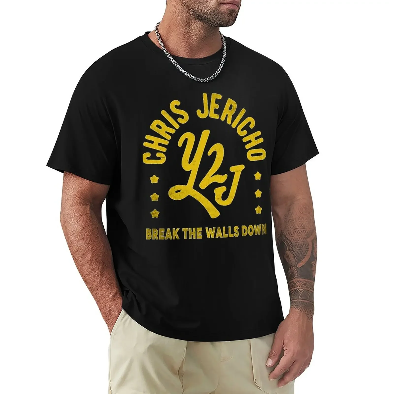 

Y2J Vintage Chris Jericho bootleg world Wrestling. Break The Walls Down T-Shirt heavyweights sweat funnys workout shirts for men