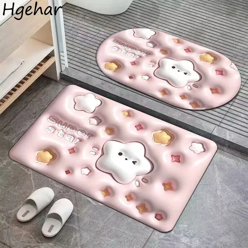 Bathroom Mats Non-slip Water-absorbent Entrance Hallway Kitchen Shower Mat Cute Fashion Modern Carpets Washable Rugs Home Decor