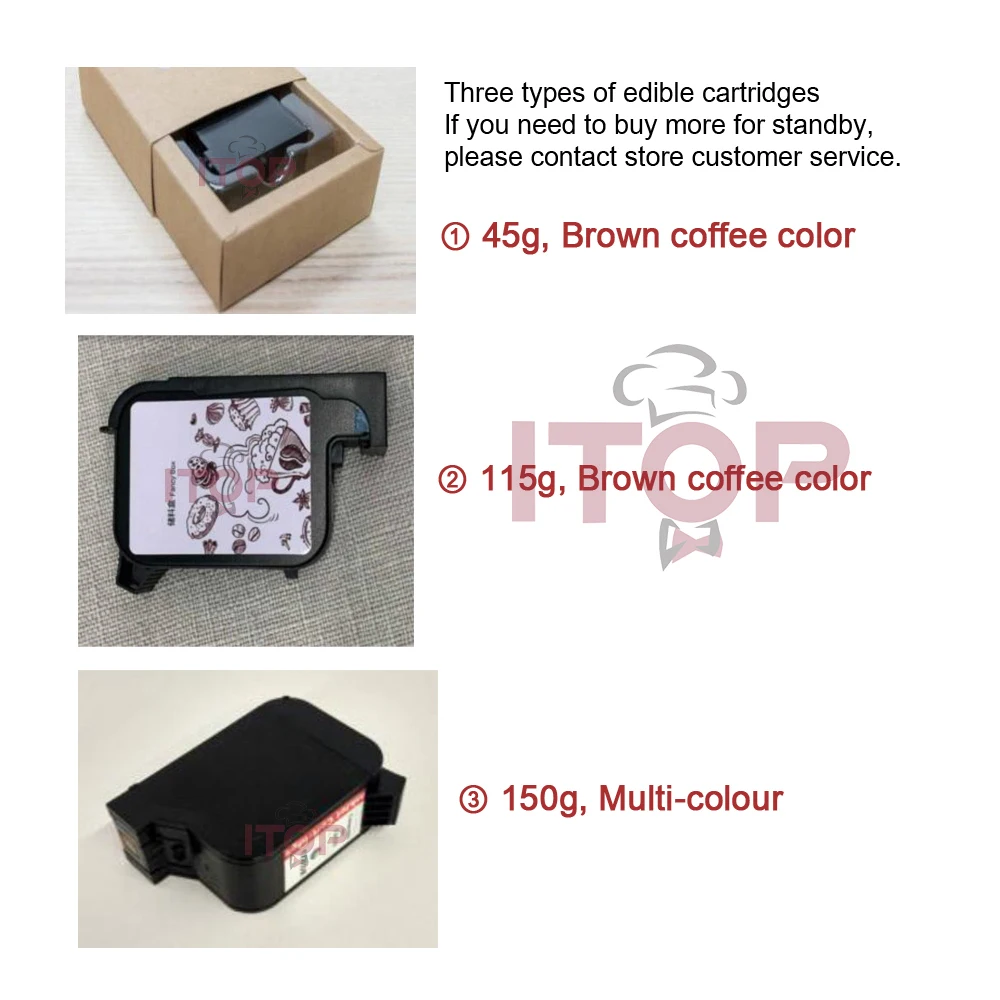 ITOP Coffee Pattern Printer Latte Art Printing Machine Edible Ink Cartridge WIFI Connection Food Caramel Printer 110V-240V