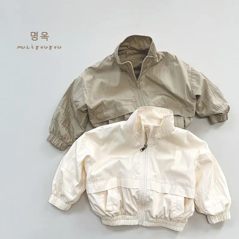 2025 Korean 2 3 4 5 6  Years Spring Boys Jacket  Fashion Handsome Autumn Boys Windbreaker Coat Long Sleeves Zipper Outerwear
