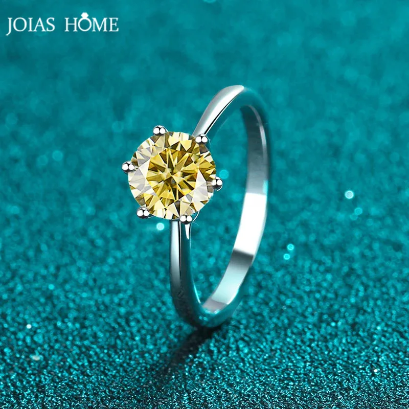 JOIAS HOME Fashion Silver s925 1ct D Color Moissanite Gem Ring with Simple and Elegant Style, First Choice for Anniversary Gifts