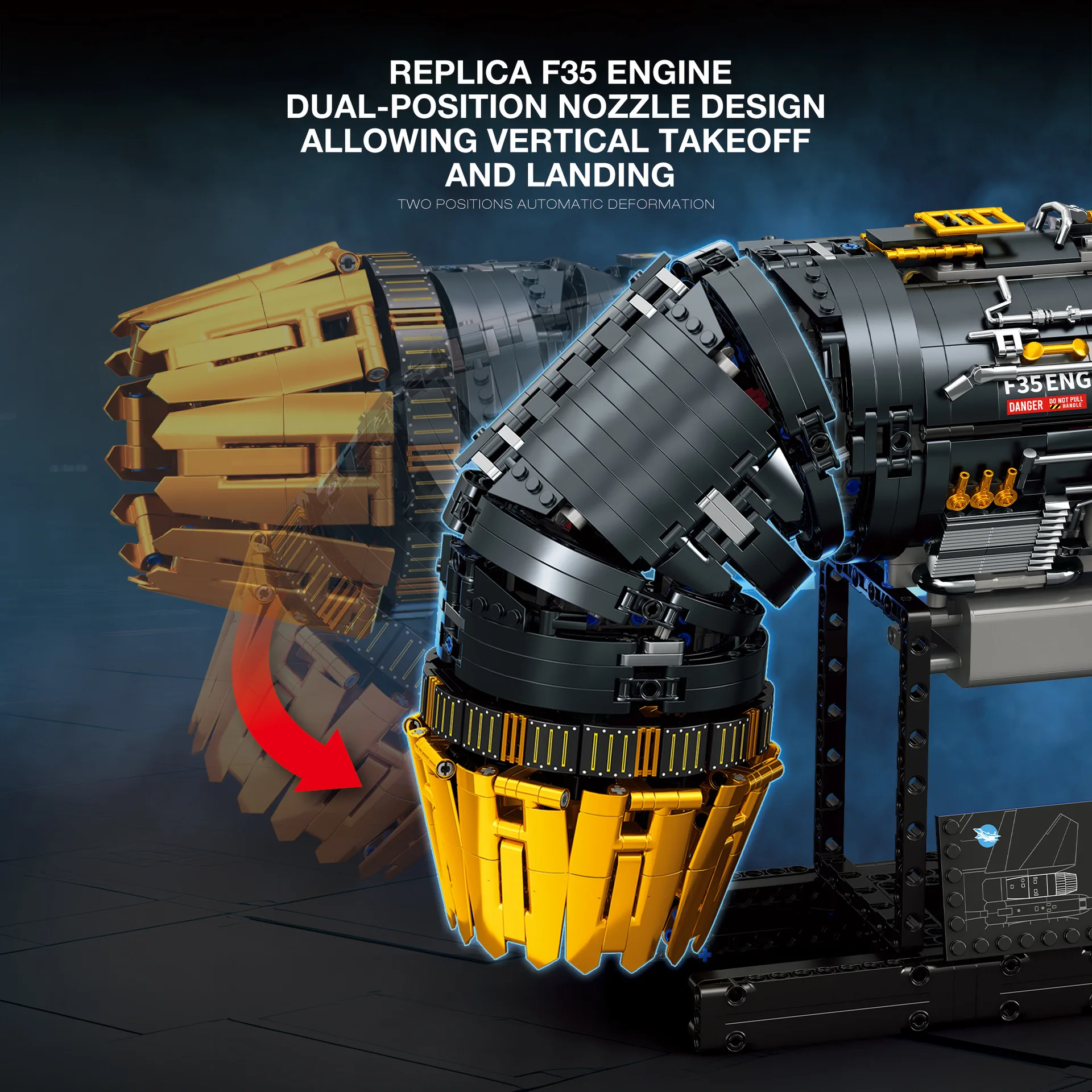 F-35 Stealth Fighter Technical Engine Building Blocks Model MOC Full Replica Jet Engine Bricks Kit DIY Decoration Toys Kids Gift