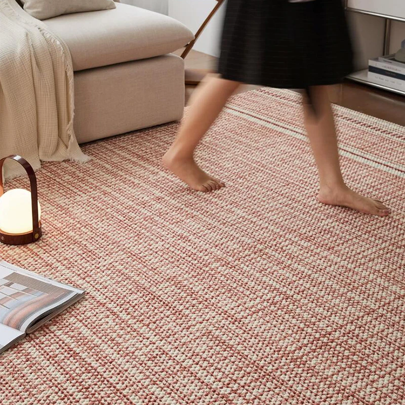 French Style Wool Carpet Living Room Red Vintage Sofa Bedroom Rug Modern Thick Coffee Table Floor Mat Large Cloakroom Office Rug