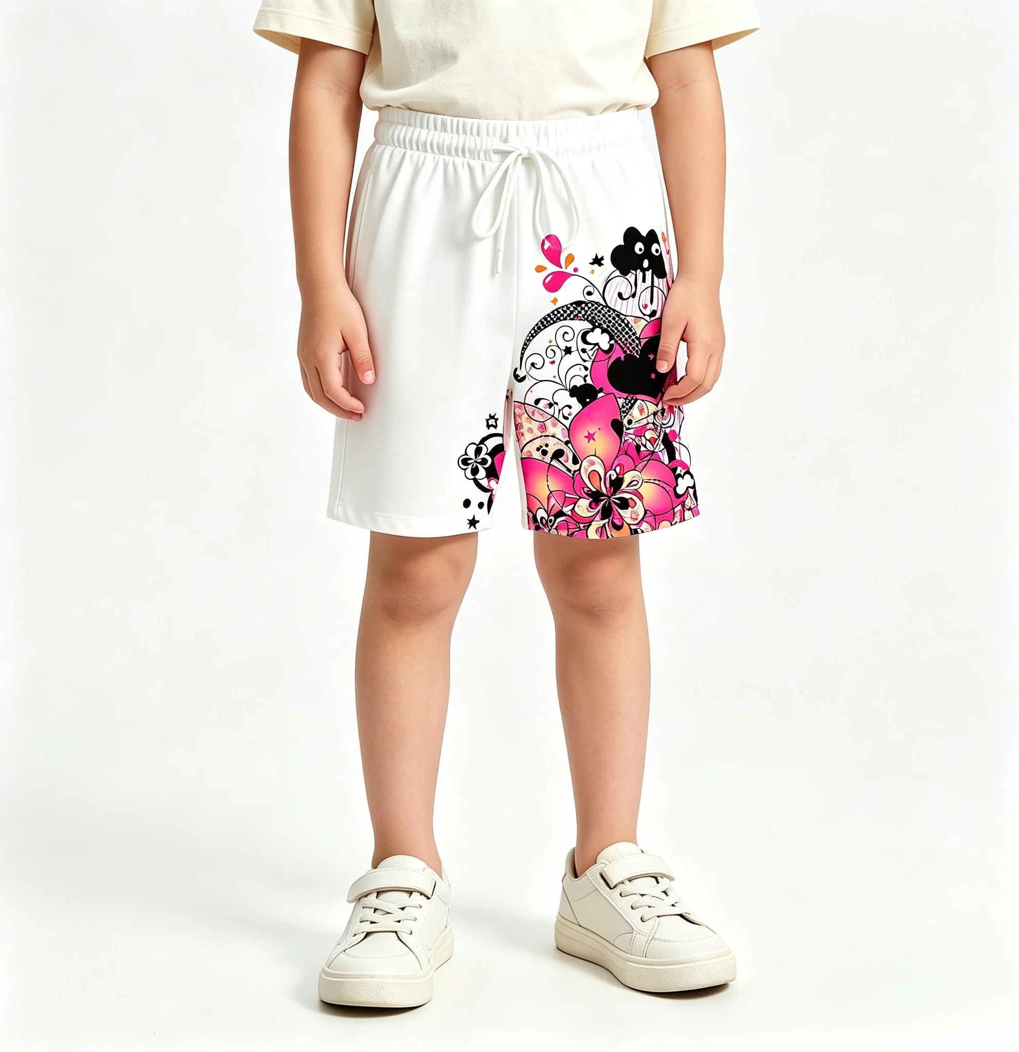 Boys Girls Cartoon Duck Flower Print Children Summer Beach Shorts