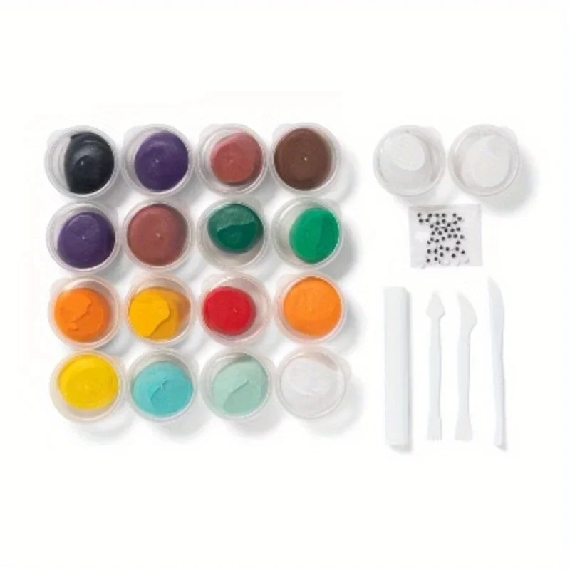 Set di secchielli in plastica con figure in argilla: kit artistico fai da te per bambini, inclusi argilla, strumenti, adatto ai bambini di età superiore a 4 anni