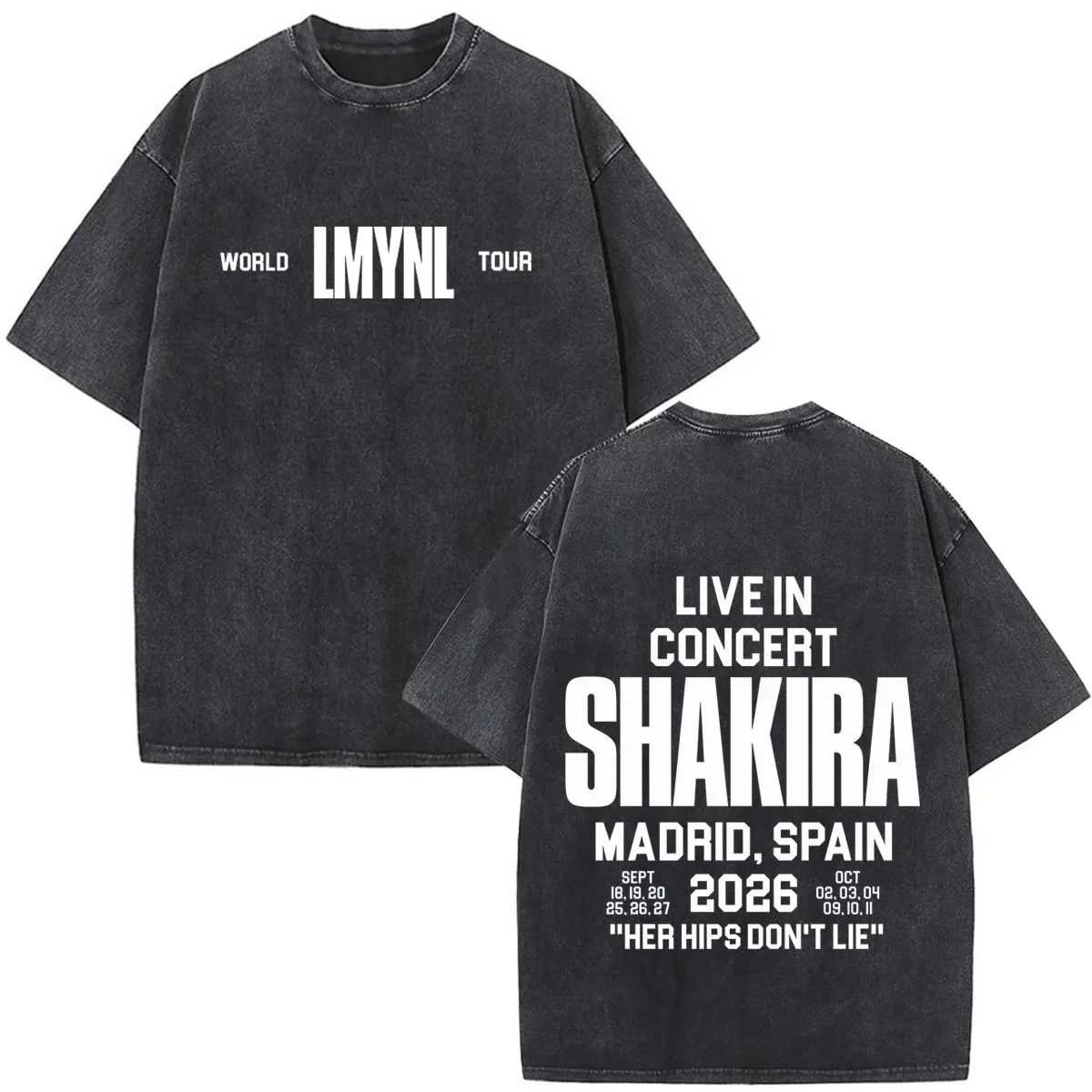 Shakira Las Mujeres Ya No Lloran 2026 Tour Print Vintage Washed Fan Geschenk T-Shirts Herren Damen Mode Locker Lässig Baumwoll-T-Shirt – Detail 32