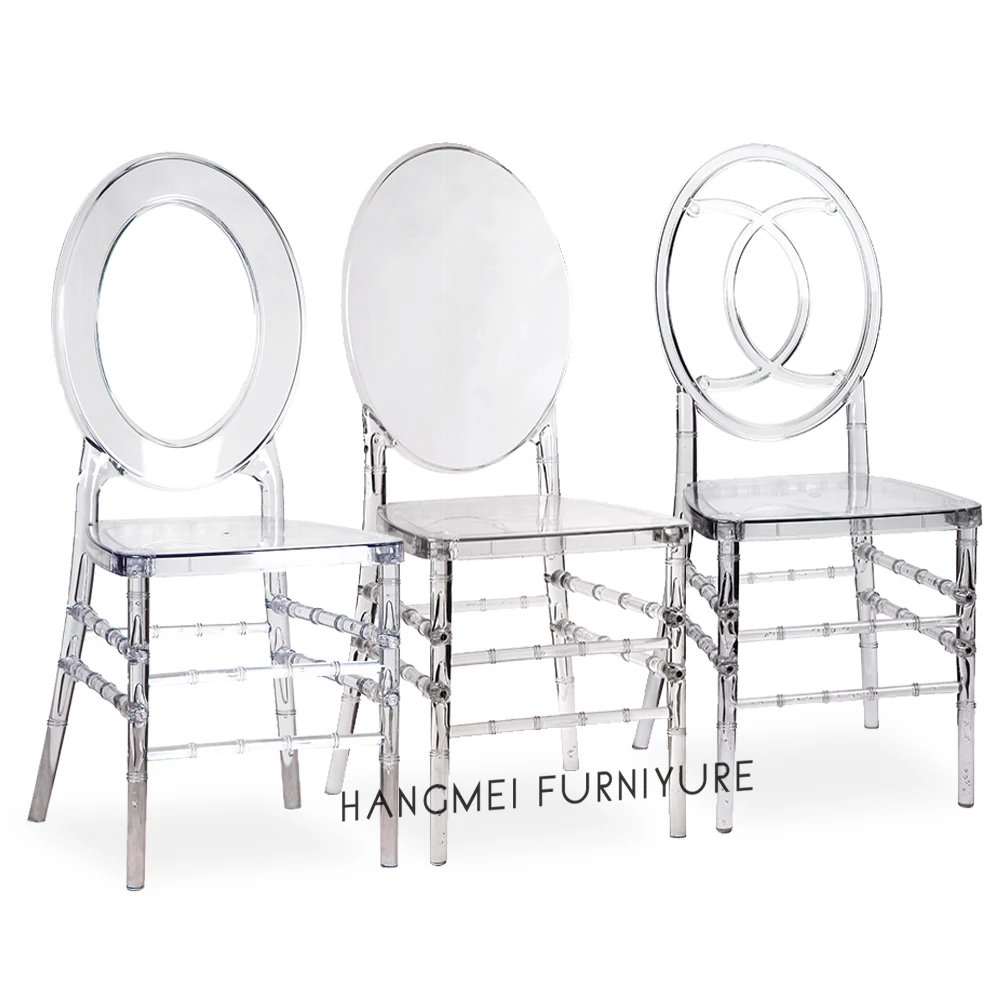 #Hot Style Banquet Hotel Wedding Events Transparent Clear Resin Chiavari Dining Chair Disassembled Phoenix Design for Outdoor