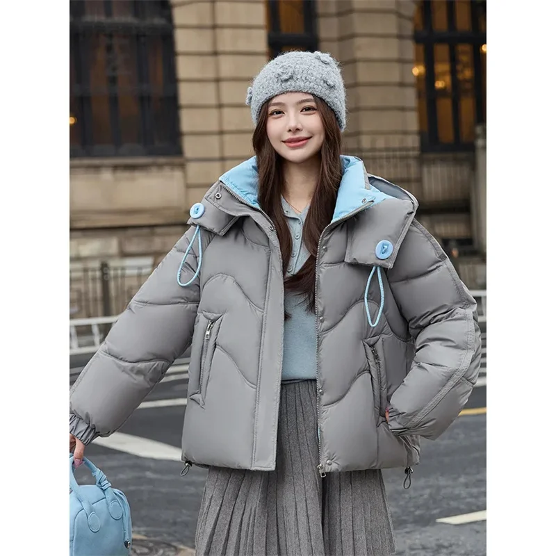 

Down cotton jacket Women Parkas Women Winter 2025 New Short Hooded Cotton Padded Coat Female Fashion Overwear Korean Bread Coats