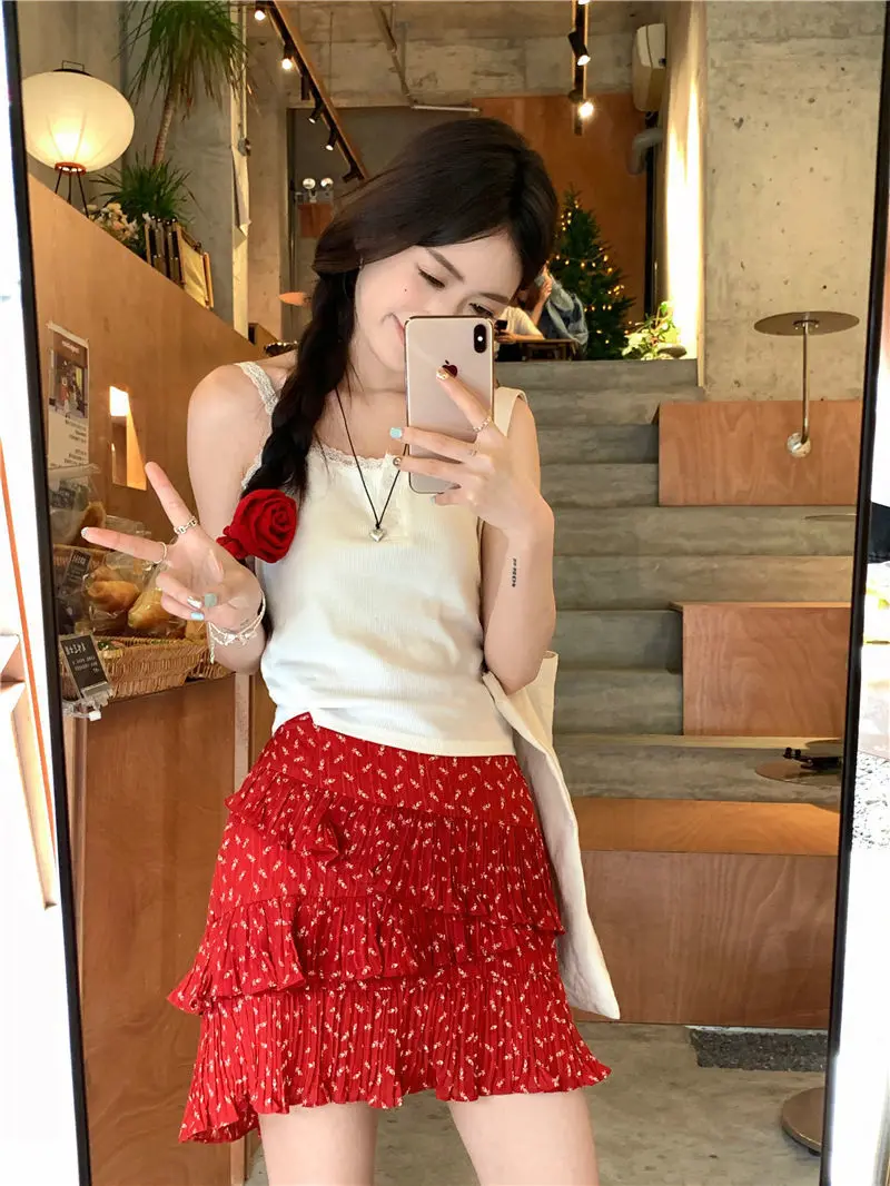 Skirts Womens Balloon Paneled Organza Dimensional Fantasy Mori Fairycore Unique Carnival Halloween Cosplay Performance Skirt