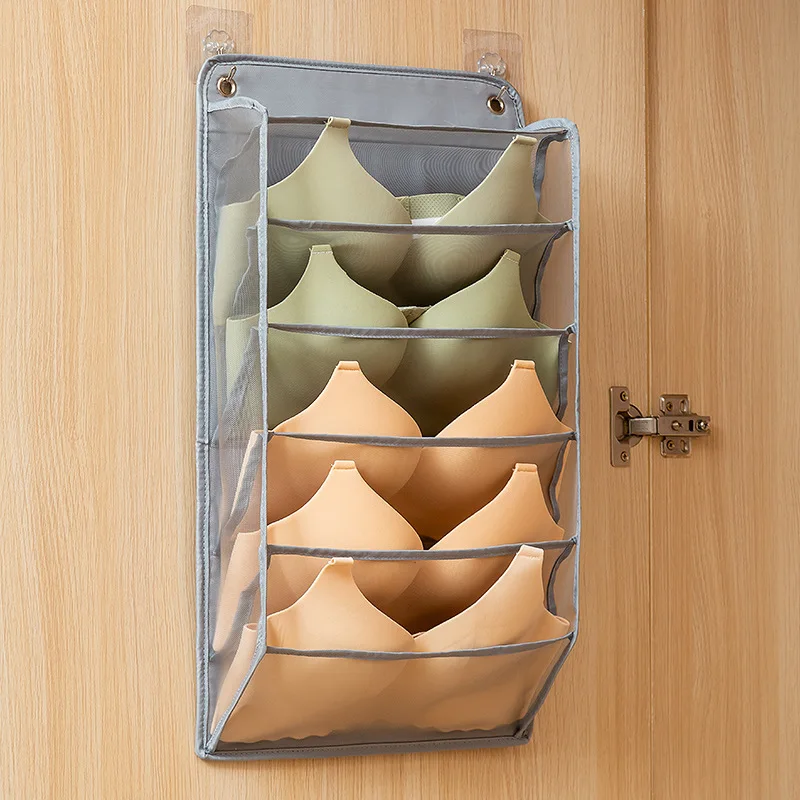 Non-Woven ONE-Sided Underwear Storage Bag Wardrobe Hanging Bag Folding Clothing Organizer Transparent Socks Bra Storage Bags