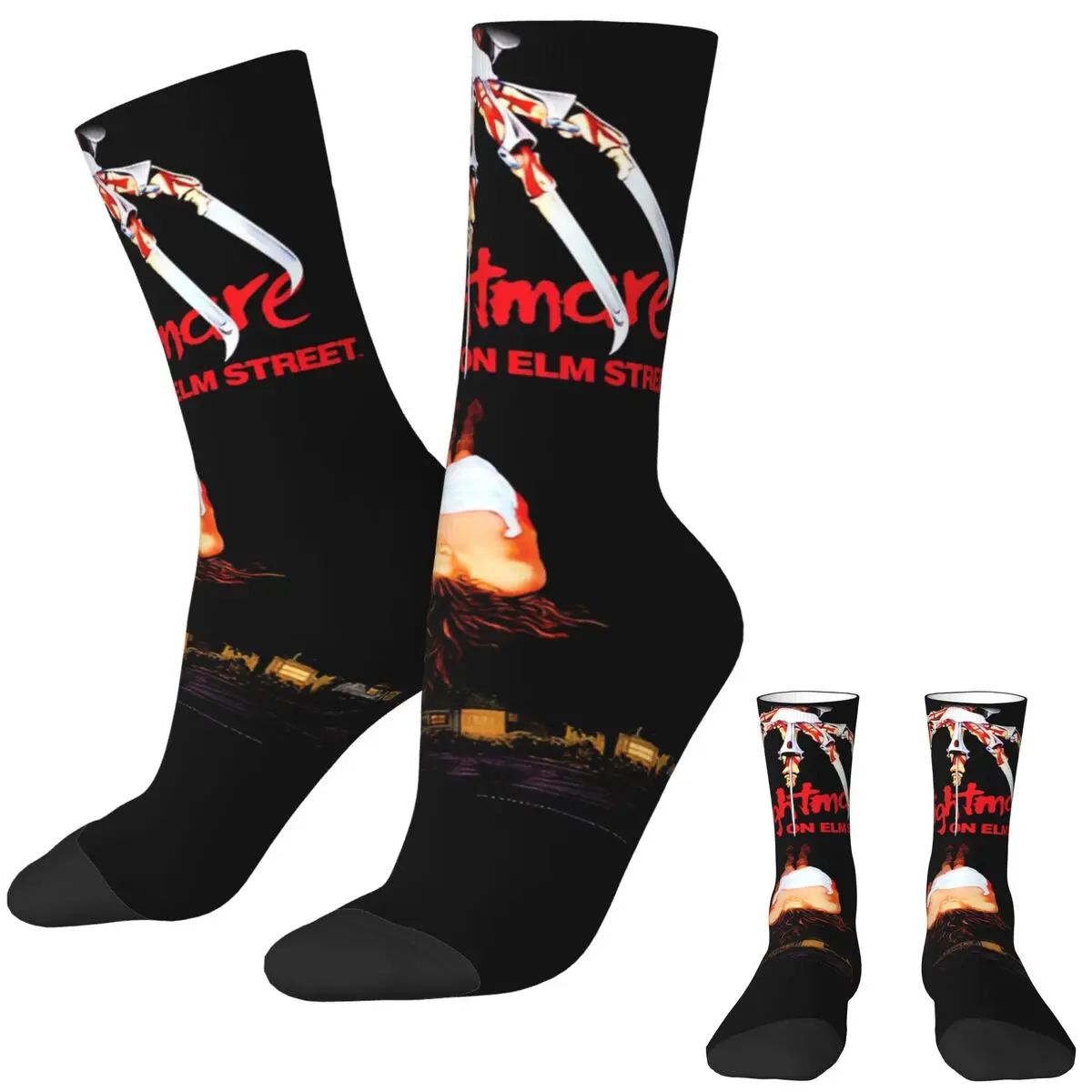 Men Socks Elm Street Nightmare F-Freddy K-Kruger Stockings Autumn Gothic Soft Breathable Socks Printed Cycling Anti Slip Socks