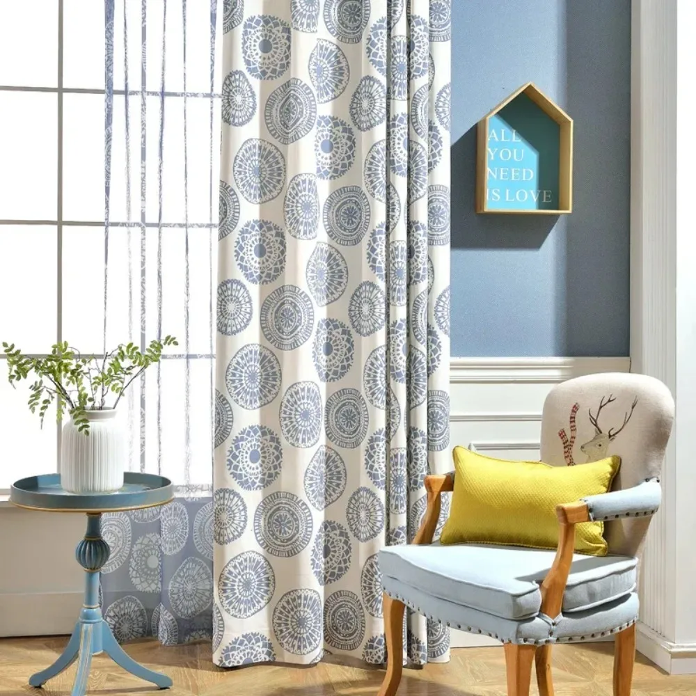 Kaleidoscope curtains modern simple Chinese curtains polyester and cotton printed curtains curtain screens living room bedroom