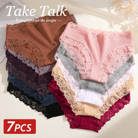 7PCS Cotton Panties For Women Seamless Ribbed Briefs Female Stretch Comfortable Underwear Ladies Low Waist Sexy Lingerie Solid