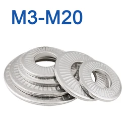 2/ 5/ 10/20/ 50pcs M3 M4 M5 M6 M8 M10 M12 M16 M20 304 Stainless Steel Locking Washer Printing Oblique Lock Washers