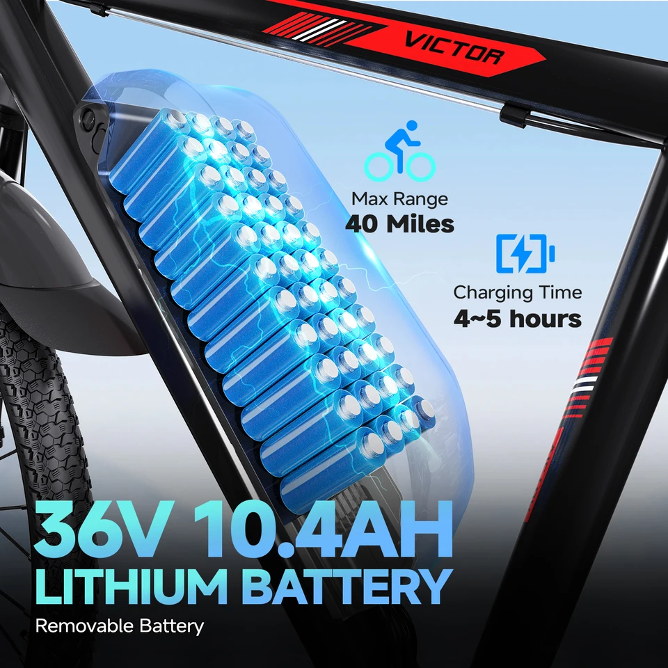QNUT Electric Bike for Adults/Teens, Peak 749W Motor 20MPH 21-Speed Commuter Ebike, 36V 10.4Ah Removable Battery Up to 45 Miles, 26" Aluminum Frame with Dual Disc Brakes, UL 2849 Certified image 6
