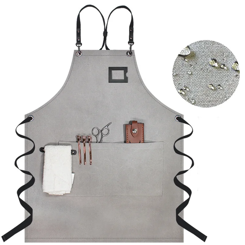 

Korean Thickened Canvas Multi-pocket Artisan Gardening Overalls Grill Mechanic Tool Waterproof Oilproof Apron Custom Brand LOGO