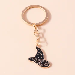 Cute Enamel Halloween Set Keychain Witch Hat Key Rings for Car Key Bag Pendant Halloween Party Gifts DIY Jewelry Accessories