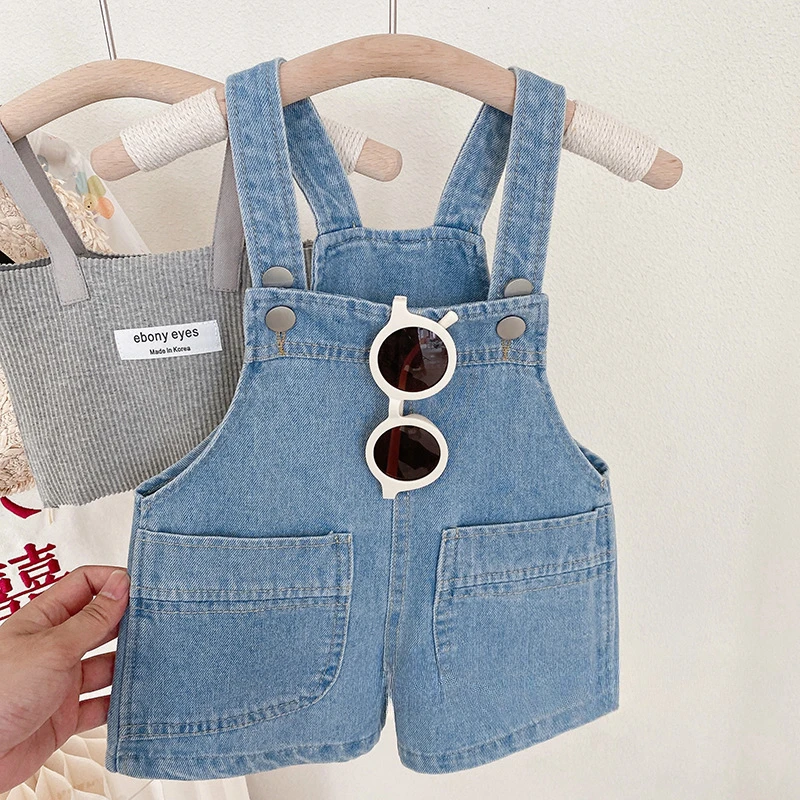 Boys and Girls Denim Overalls Baby Clothes Girls Dungarees Casual Short Pants Oversize Loose Jumpsuit Overalls for Kids Children