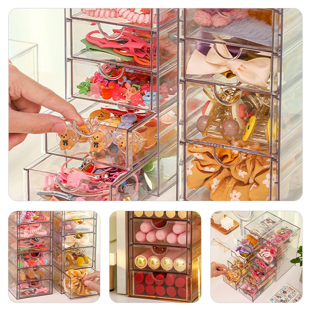 

Desktop Storage Box 3-Tier Drawer Organizer Transparent Multi-Layer Makeup Tools Sundries Storage Case
