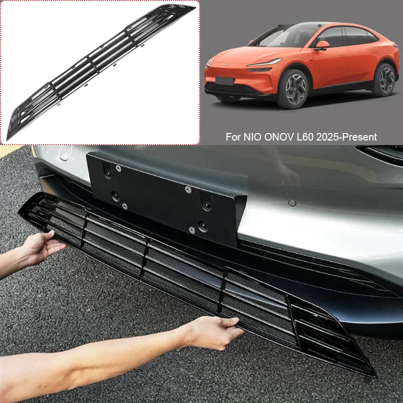 For NIO ONOV L60 2025-2027 ABS Car Modify Front Buckle Insect Proof Net Auto Front Bumper Center Intake Grille Cover Accessory