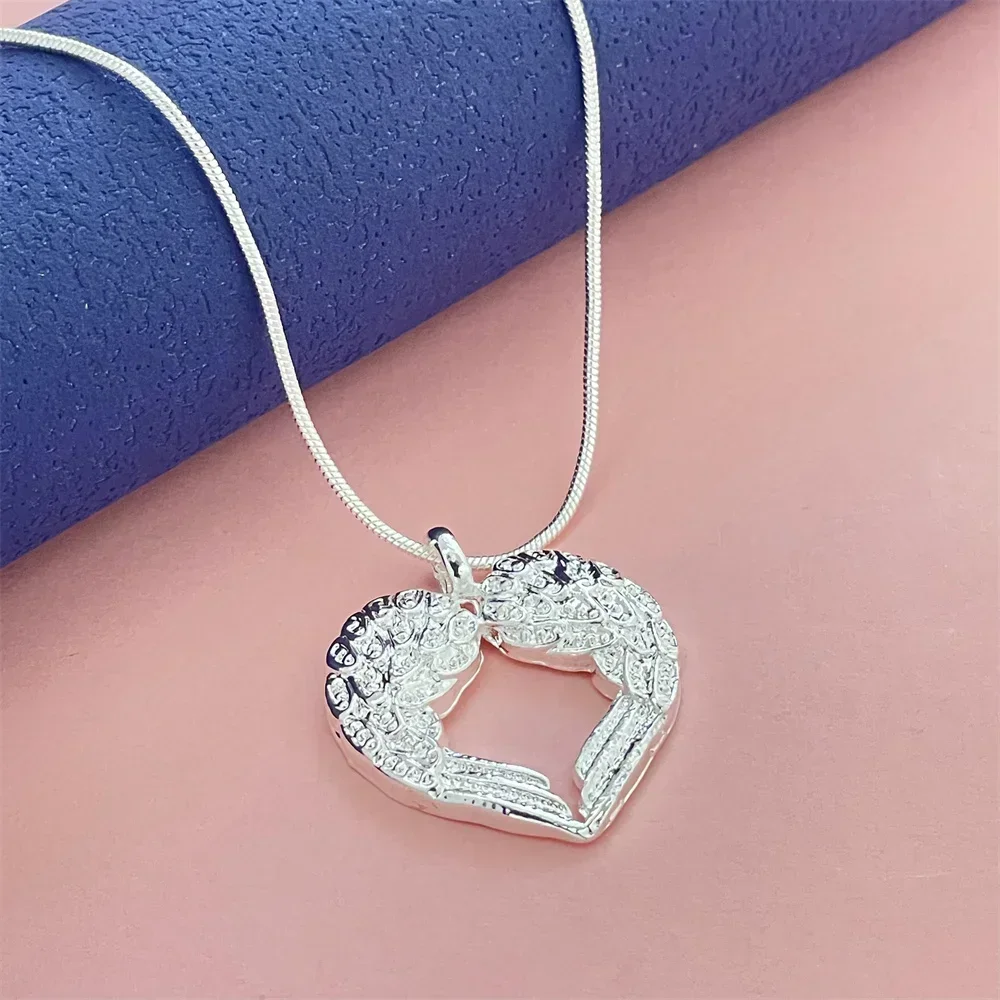 2024 New Design 925 Sterling Silver Snake Chain Heart-Shaped Pendant Necklace For Men And Women Wedding Engagement Party Gifts image 2