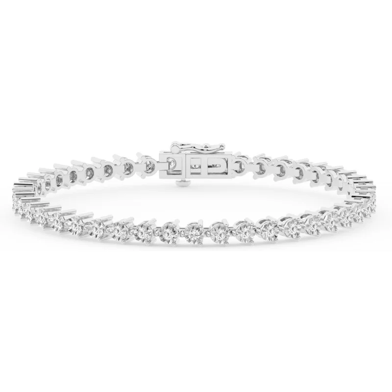 Belacqua 2 Carat Round Lab Grown Diamond Tennis In Sterling Silver, 7 Inches Length, Martini Bracelet, J-K Color, I1-I2