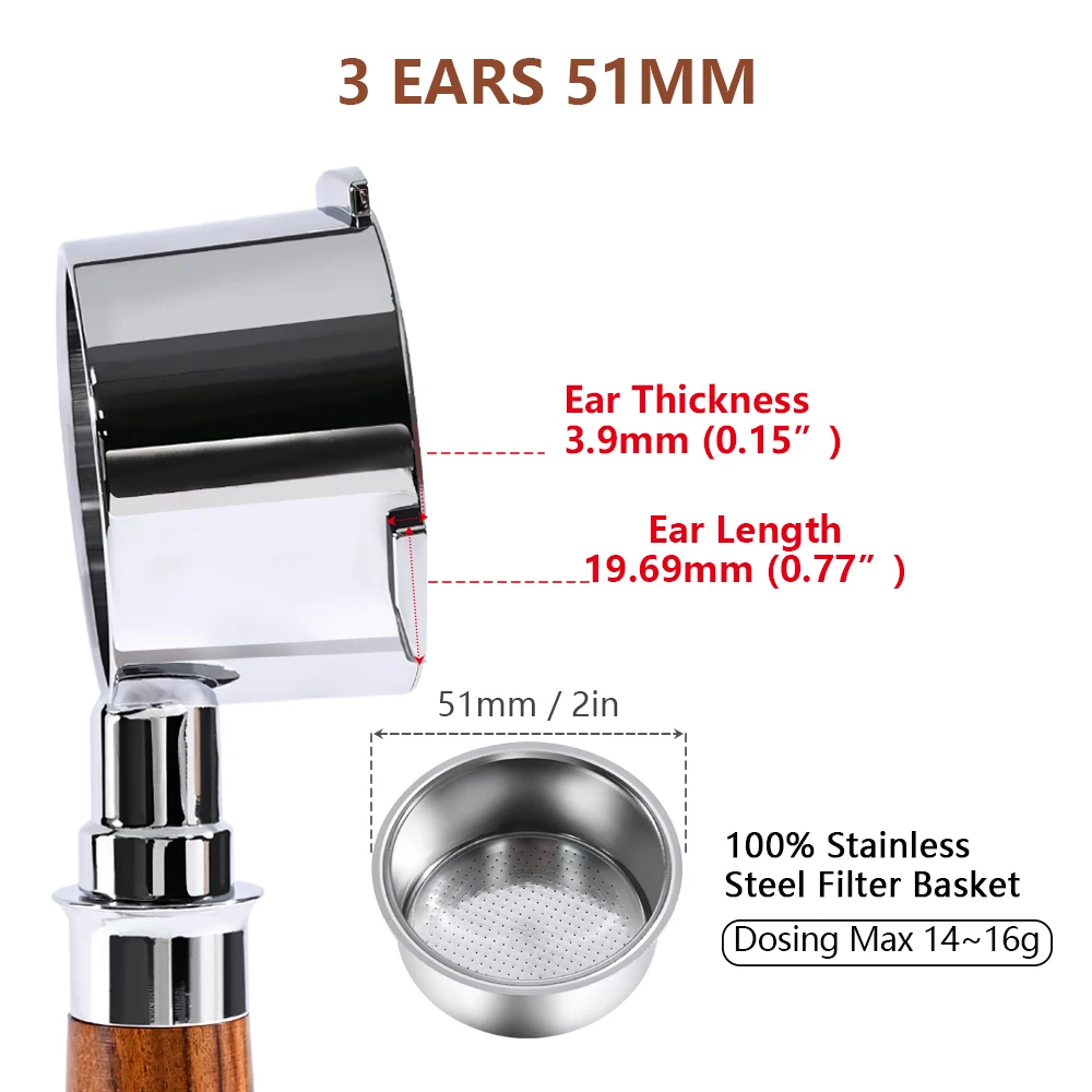51mm Bottomless Coffee Portafilter With 2 Cups Basket for Homix Hibrew h11 Oster Cecotec Phico Brayer br1101 Espresso Machine