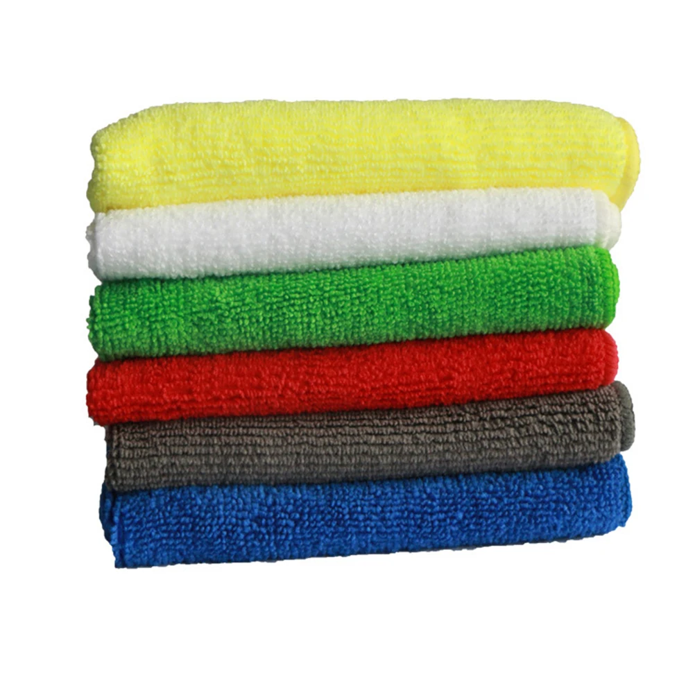 

5 pcs Microfiber Dish Towel Strong Decontamination Oil Cleaning Wipe Non-Stick Kitchen Car Durable Machine Washable Solid Color