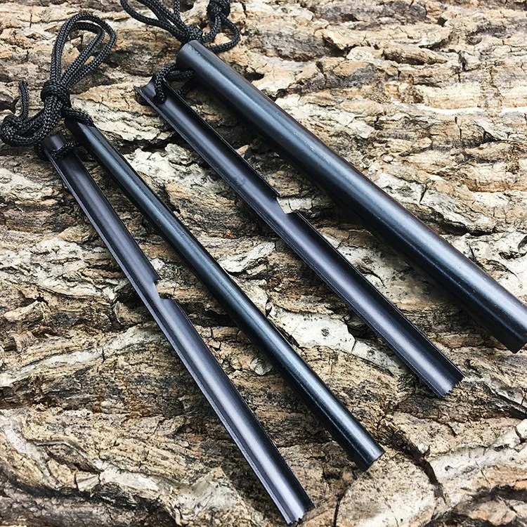 

Portable Outdoor Flint Magnesium Stick Set with Curved Scraper Camping Survival Fire EDC Tool Set