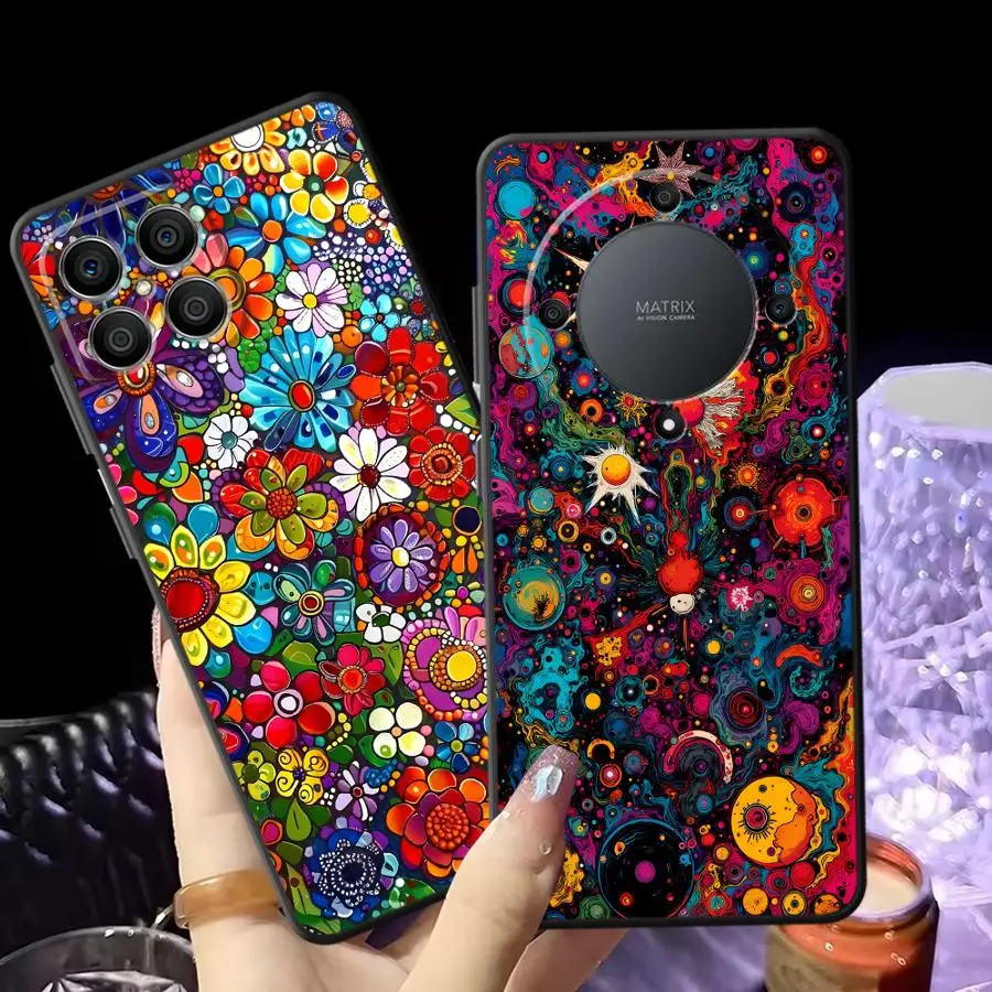 

Vibrant Psychedelic Art Soft Funda Phone Cover Case for Honor X9D X9b X8a X8b X7a X7b X5c X9C X7d X9a