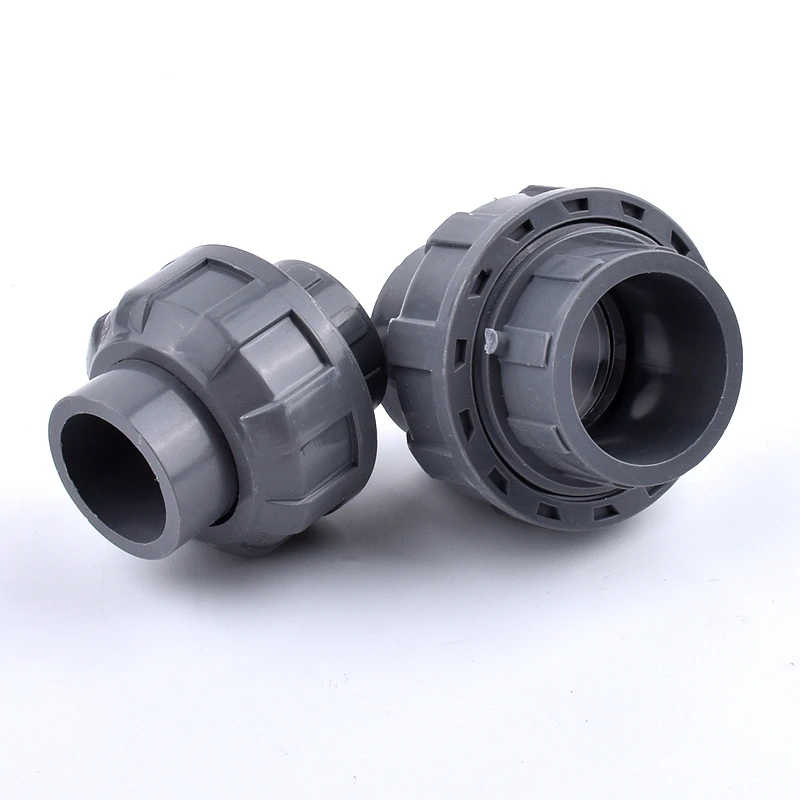 1Pc 20 25 32 40 50mm ID Quality Thickening Grey PVC Union Joint PVC Pipe Connector For Irrigation Garden Hydroponic System