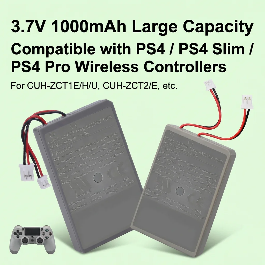 

PURFIELD 1000mAh Replacement Battery for Sony PS4 Pro Slim Wireless Gamepad for CUH-ZCT1E CUH-ZCT1U CUH-ZCT2 series controllers