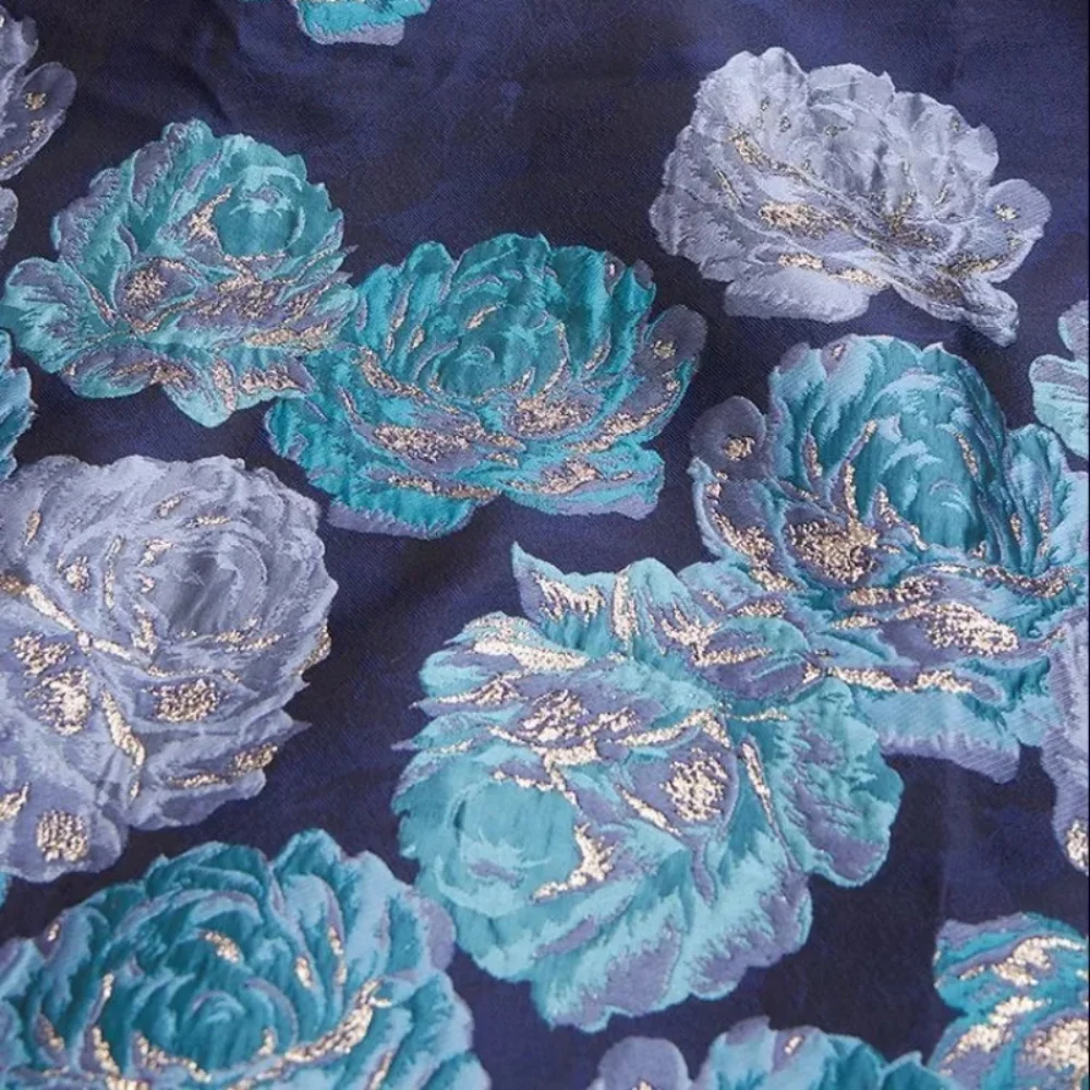

Металлическая проволока, жаккардовая ткань, китайский стиль, весна-осень, большое цветочное платье, ткань с темным узором, высококачественная одежда по метрам