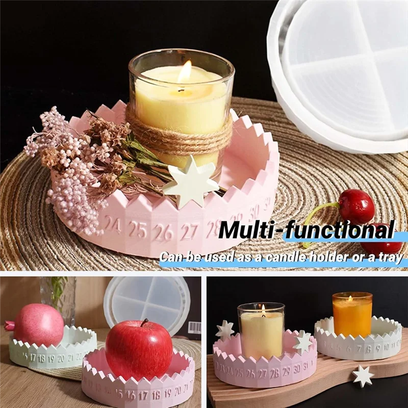 ABDJ-سيليكون لقالب الشموع، شكل نجمة، إكليل المجيء، تقويم عيد الميلاد، مجموعة قوالب السيليكون
