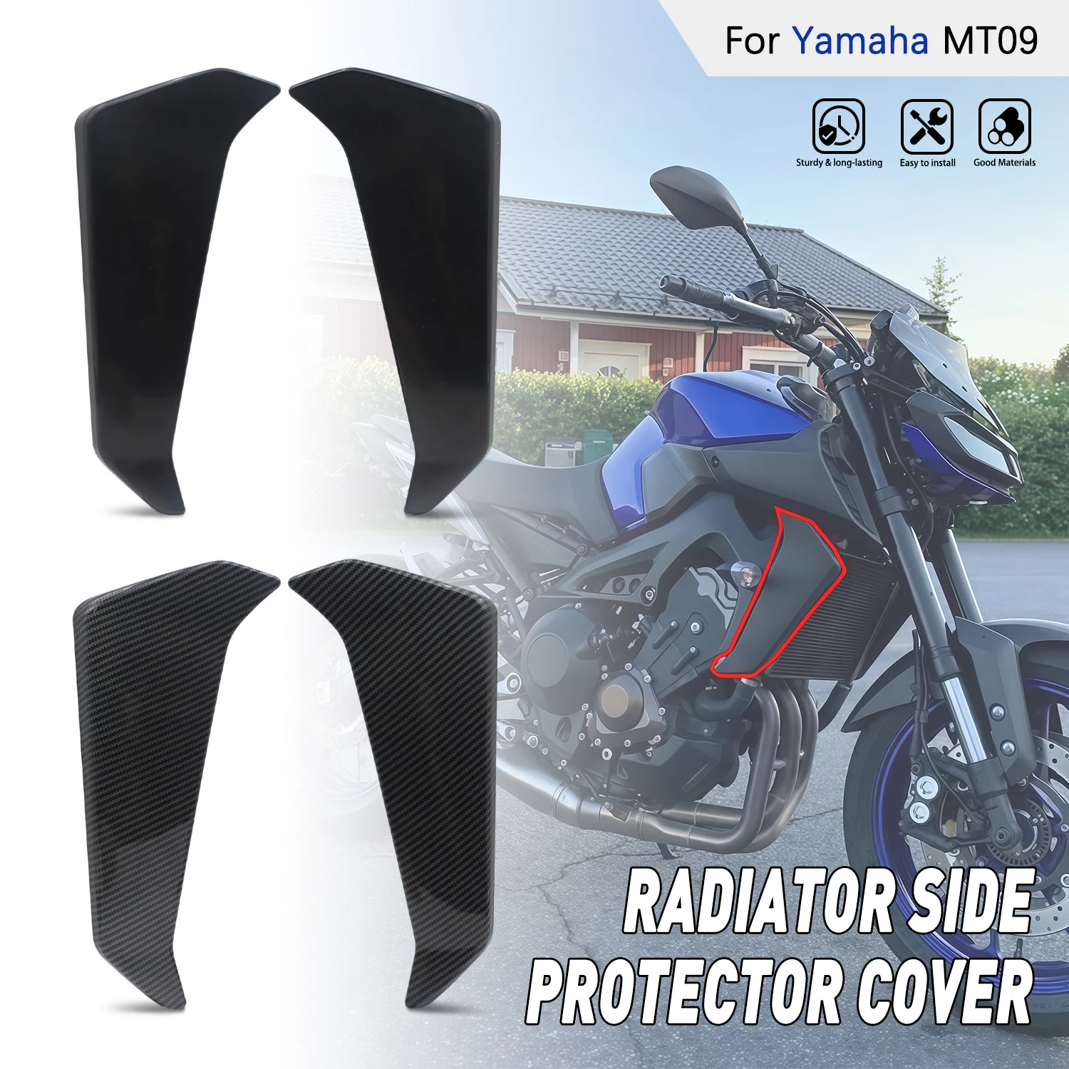 1 Pair Left & Right Front Radiator Guard Frame Side Panel Fairing Cover For MT09 MT-09 MT 09 2017 2018 2019 2020