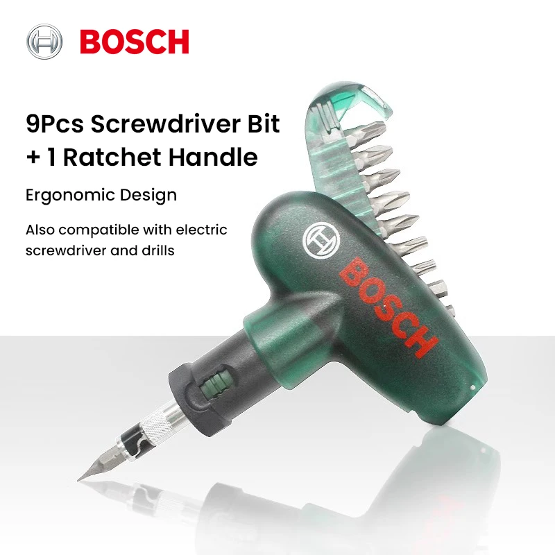 

Bosch 9 bits + 1 ratchet handle Multi-function T-handle ratchet screwdriver - adjustable forward and reverse Great for home repa