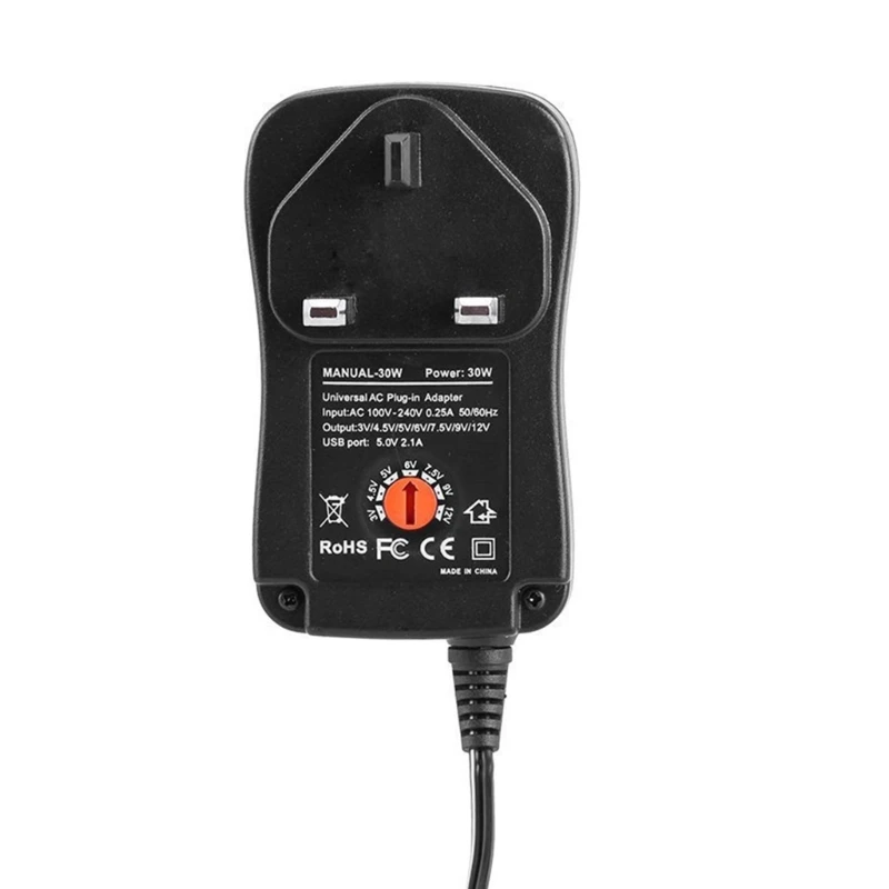 Kompakter Universal-Netzadapter, 6 DC-Stecker, einstellbare Spannung 3 bis 12