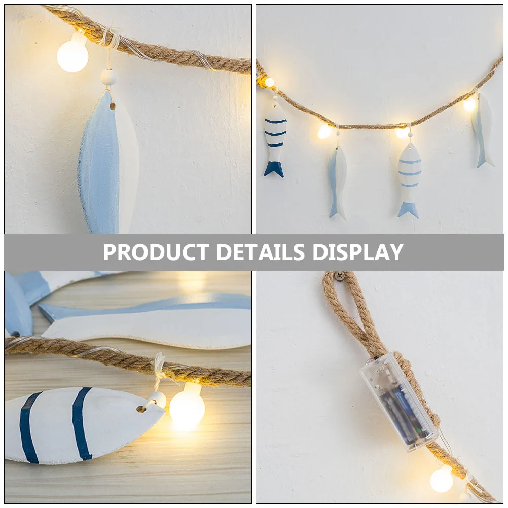 

Wooden Fish Wall Hanging Home Decor Mediterranean Style LED Night Light Wall Hanging Pendant Car Interior nament