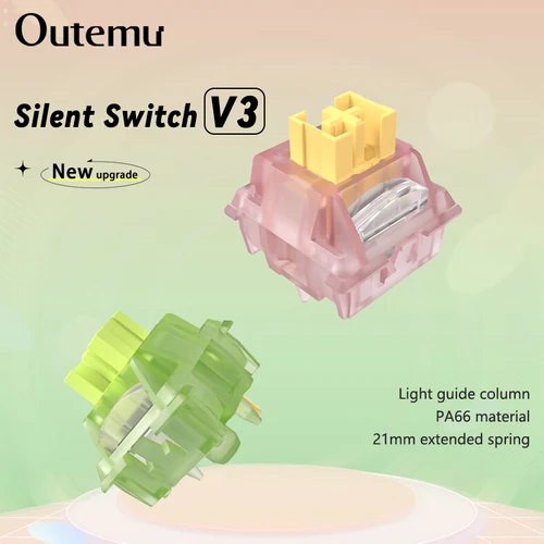 Outemu-interruptor silencioso Peach V3, Teclado mecánico lineal táctil, 5 pines, intercambio en caliente, PA66, POM prelumado