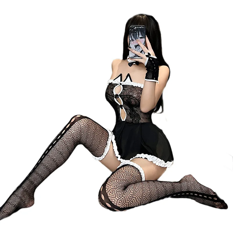 Sexy lingerie uniform pure desire temptation sexy cat girl cute maid outfit qqny no take off passion set